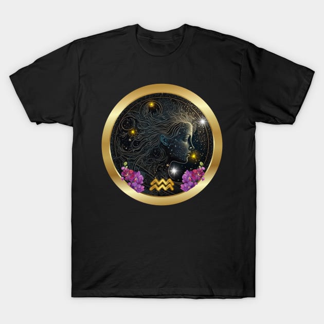 Aquarius Woman Encapsulated in the Universe of Stars T-Shirt by Spacetrap